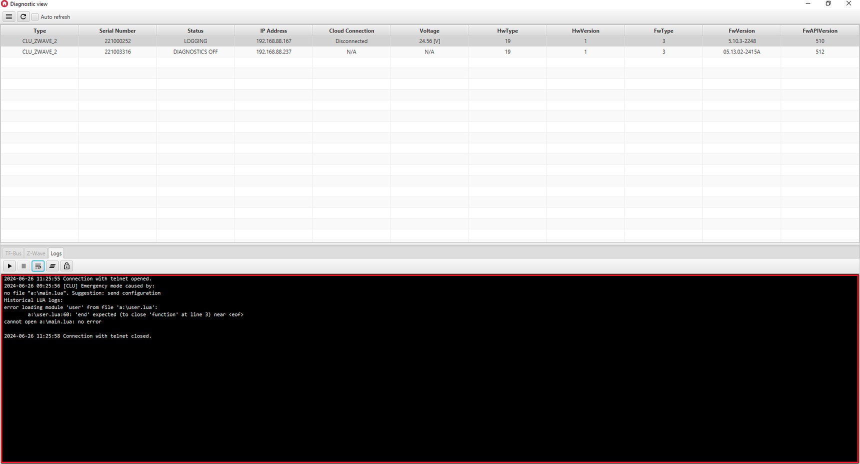 Verifying the cause of CLU entering into Emergency mode using ...